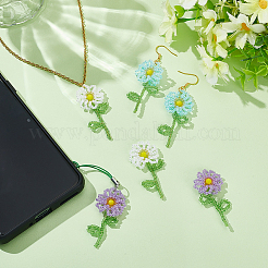 6 pendentif fait main en verre et perles de rocaille&nbsp;GLAA-FG0001-18