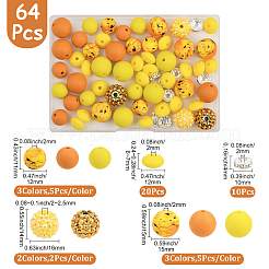 64 perles rondes et rondelles en silicone écologique de qualité alimentaire&nbsp;SIL-SP0001-19F