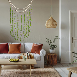 Holzperlengirlande mit künstlichem Eukalyptus für Boho-Schlafzimmer-Wanddekoration&nbsp;DIY-WH0888-426