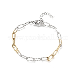 4 mm zweifarbige Armbänder aus strukturiertem Edelstahl 304 mit Büroklammer-Design für Damen und Herren&nbsp;SA-CBAB767-08GP