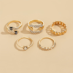 Zinklegierung mit Strass-Fingerring-Sets für Damen&nbsp;FS-WG6B301-01