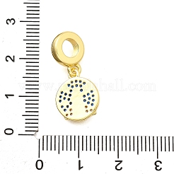 Messing Mikropflaster klar & blau Zirkonia flach rund mit Rakete europäischen Anhänger&nbsp;KK-C087-17G