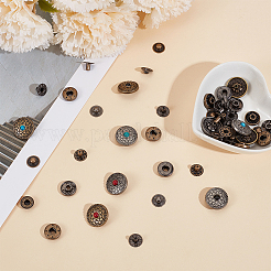 16 ensemble de 8 styles de boutons-pression en alliage&nbsp;BUTT-CY0001-45