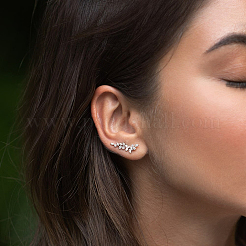 Orecchini a clip in argento sterling con micro pavé di zirconi cubici trasparenti a forma di foglia&nbsp;OV8225-1