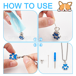DIY-Kits zur Herstellung von Halsketten mit Katzenpfotenabdruck aus Edelstahl und Emaille für Urnen und Asche&nbsp;DIY-NB0012-91A