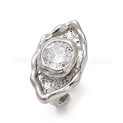 Anillos de puño abiertos ajustables con pavé de latón y circonitas cúbicas para mujer&nbsp;RJEW-R032-01P