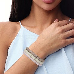 Set di braccialetti elasticizzati da surfista Heishi in argilla polimerica&nbsp;BJEW-SW00127