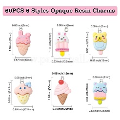60 pièces 6 styles pendentifs en résine opaque à thème d'été&nbsp;RESI-CJ0002-96