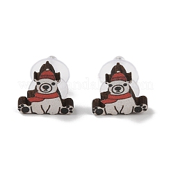 Pendientes de madera con temática navideña&nbsp;EJEW-U016-06P-02