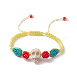 5 set di braccialetti con perline intrecciate sintetiche tinte di turchese e magnesite regolabili in 5 colori&nbsp;BJEW-JB10603