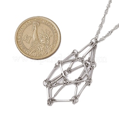 3 pièce 3 tailles 304 en acier inoxydable chaîne de Singapour macramé pochette collier fabrication&nbsp;NJEW-JN05066