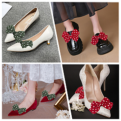 4 Stück 2 Farben Retro-Polka-Dot-Muster Polyester Bowknot Schuhdekorationen&nbsp;FIND-GF0005-02
