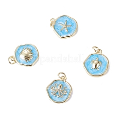 4 pendentif en laiton émaillé doré océan&nbsp;KK-TADJ0001-32