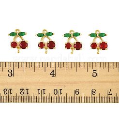 4 Stück Messing Pavé grün und rot Zirkonia Kirsche Verbinder Charms&nbsp;KK-FS0001-84