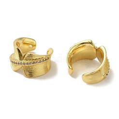 Orecchini a polsino da donna con micro pavé di zirconi trasparenti in ottone placcato a cremagliera&nbsp;EJEW-P280-02G