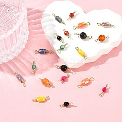 20 Stück 10 Farben gefärbter natürlicher Achat facettierter Verbinder Charms&nbsp;KK-FS0001-92