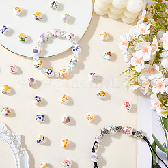 60 Stück Porzellanperlen mit Blumenmuster in 10 Farben&nbsp;PORC-PA0001-02