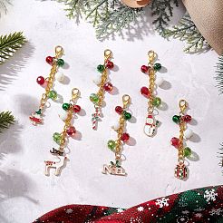 6 pz decorazioni pendenti in lega smaltata e vetro per Natale&nbsp;HJEW-JM03680