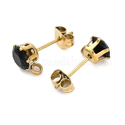 Accesorios para pendientes de acero inoxidable 304 con circonita cúbica y revestimiento iónico (IP)&nbsp;STAS-P373-04B-G02