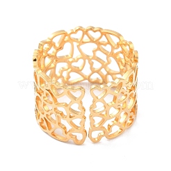 Anillo de puño hueco de corazón de acero inoxidable 304 con revestimiento iónico (IP)&nbsp;RJEW-L103-11G