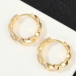 Orecchini a cerchio in ottone con zirconi cubici trasparenti&nbsp;EJEW-Q016-19G