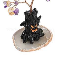Tema halloween ametista naturale e scaglie di quarzo giallo decorazioni albero della vita&nbsp;DJEW-B013-02G