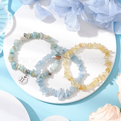 3 juego de pulseras elásticas con chips de aventurina&nbsp;BJEW-JB11076-05
