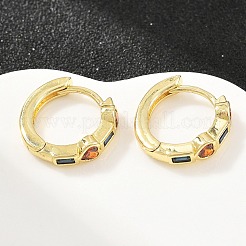 Boucles d'oreilles créoles en laiton pavé de zircones cubiques&nbsp;KK-CBAD104-04G-I