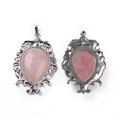 Colgantes grandes naturales de cuarzo rosa&nbsp;G-P496-01P-19