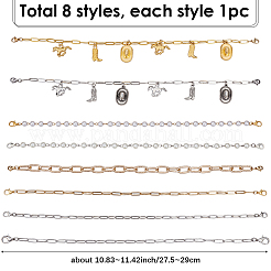 8 stücke 8 arten cowboy thema 304 edelstahl & messing & kunststoff & aluminium & baseball kappe kette&nbsp;HJEW-SC0002-40