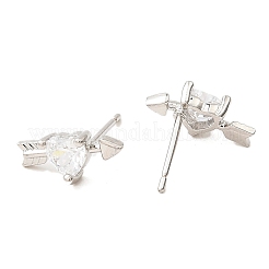 Boucles d'oreilles coeur avec flèche en laiton platine&nbsp;EJEW-L270-06P-05