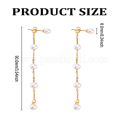 1 paio di orecchini pendenti in acciaio inossidabile 304 con perle di plastica&nbsp;EJEW-LP0007-068
