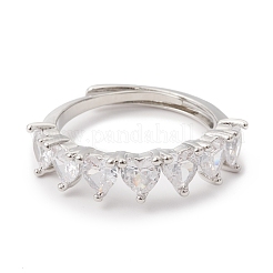 Verstellbarer Ring mit klarem Zirkonia-Herz&nbsp;RJEW-F124-05P
