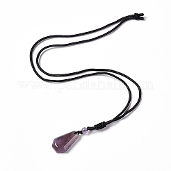 Collana con ciondolo esagonale in ametista naturale con cordino in nylon&nbsp;NJEW-G094-A01