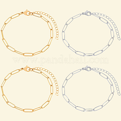 10 Stück 2 Farben 304 Edelstahl Büroklammer Kette Armbänder&nbsp;BJEW-BBC0001-21