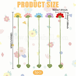 5 segnalibro da appendere in lana all'uncinetto con fiori e cuori in 5 colori&nbsp;AJEW-GL0003-55