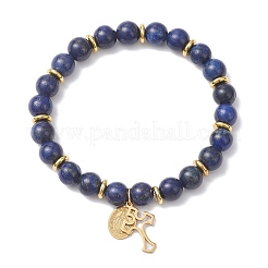 Bracelet extensible en perles de lapis-lazuli naturel&nbsp;BJEW-JB12895