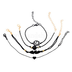 4 braccialetti con maglie in lega di loto e braccialetti con perline in 4 stili per donna&nbsp;WGB67B7-01