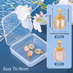 4 breloque pour coffret cadeau en quartz rose naturel et cristal de quartz&nbsp;G-TA0001-98