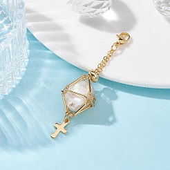 Custodia in ottone macramè porta pietra vuota decorazione pendente a croce&nbsp;HJEW-JM01288