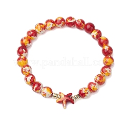 Braccialetti elasticizzati con perline sintetiche turchesi rotonde tinte&nbsp;BJEW-JB10610