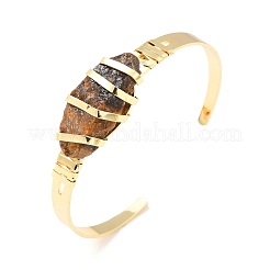 Bracelet manchette perlé oeil de cheval oeil de tigre naturel&nbsp;G-D458-01G-05-RS