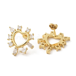 Orecchini a bottone in ottone placcato a forma di cuore cavo&nbsp;EJEW-A027-01G