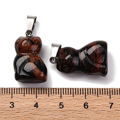 Caoba natural colgantes de obsidiana&nbsp;G-B127-08P-06