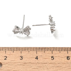 Clous d'oreilles en laiton avec zircon cubique&nbsp;EJEW-M048-04P