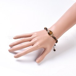 Natürliche Tigerauge geflochtenen Perlen Armbänder&nbsp;BJEW-JB04210-03
