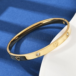 Pulseras de acero inoxidable 201 con rhinestone para mujer.&nbsp;BJEW-B138-04G