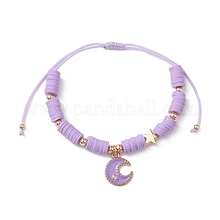 Braccialetto con ciondolo luna e stella in lega smaltata&nbsp;BJEW-JB09653
