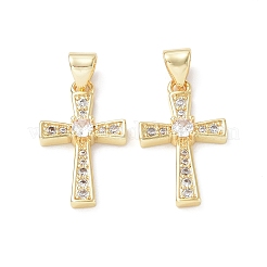 Placage de rack écologique pendentifs en zircone cubique micro pave en laiton&nbsp;KK-F845-30G