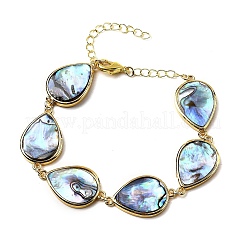 Natürliche Abalone-Muschel/Paua-Muschel Tropfengliederkette Armbänder für Frauen&nbsp;BJEW-F512-01G